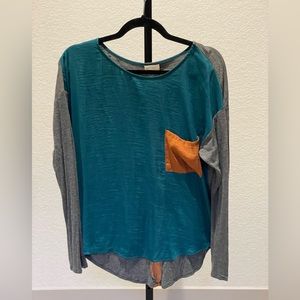 Anthropologie Dolan Teal Colorblock Top